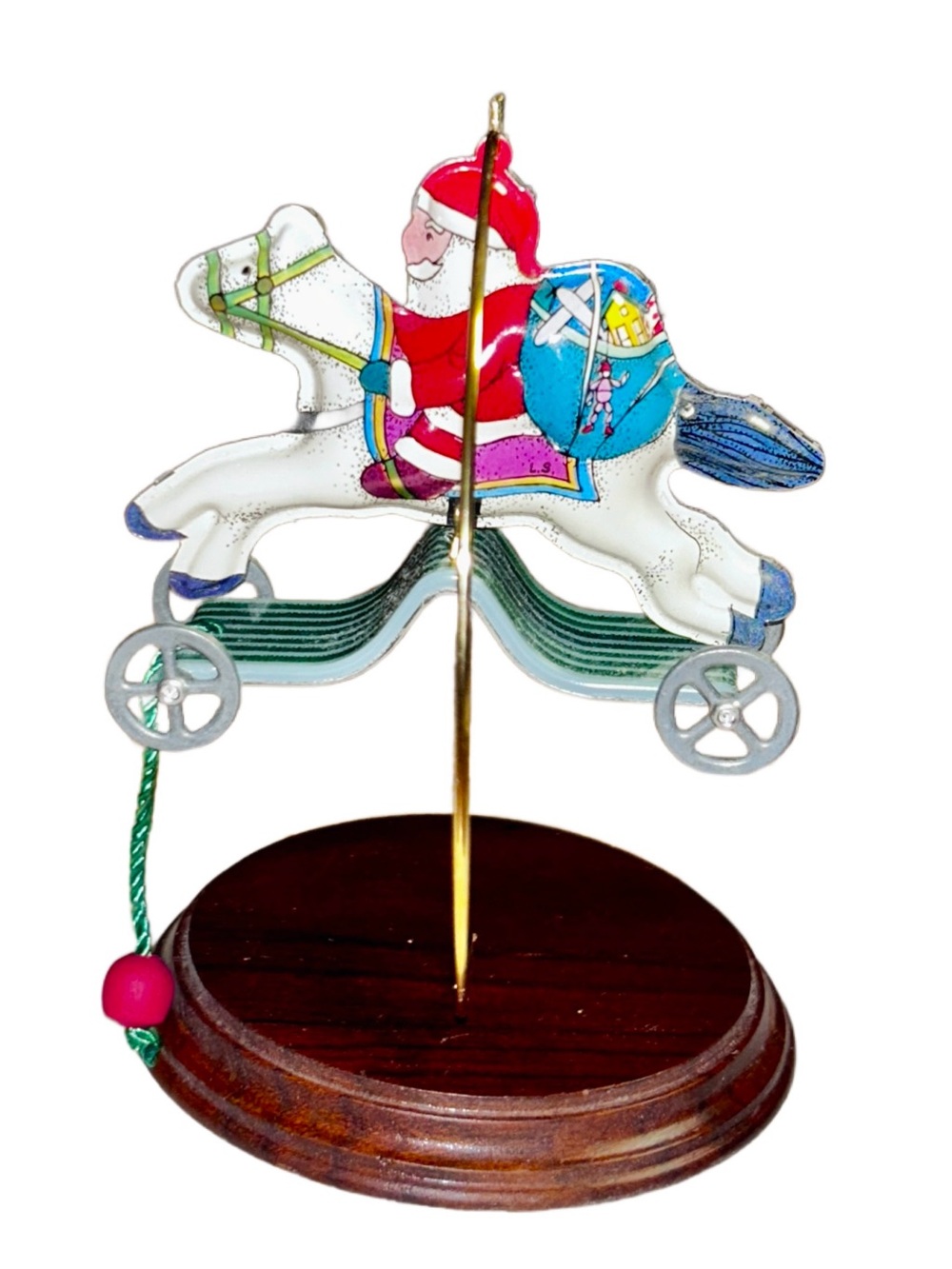 Hallmark ~ Galloping Into Christmas ~ Pressed Tin Horse & Santa Ornament ~ New